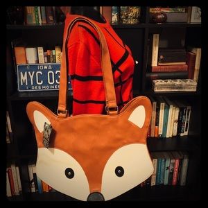 Chateau Brown and White Fox Tote Bag